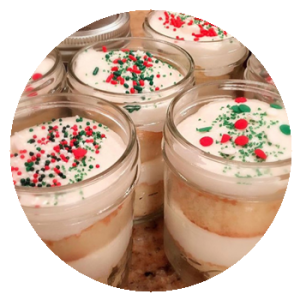 6 Vanilla Cupcake Jars with ButterCream Frosting